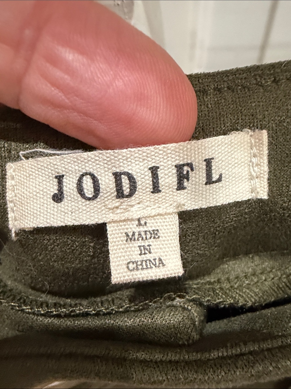Jodifl Olive Faux Suede Scalloped Wide Leg Cropped Pants L - Picture 5 of 12